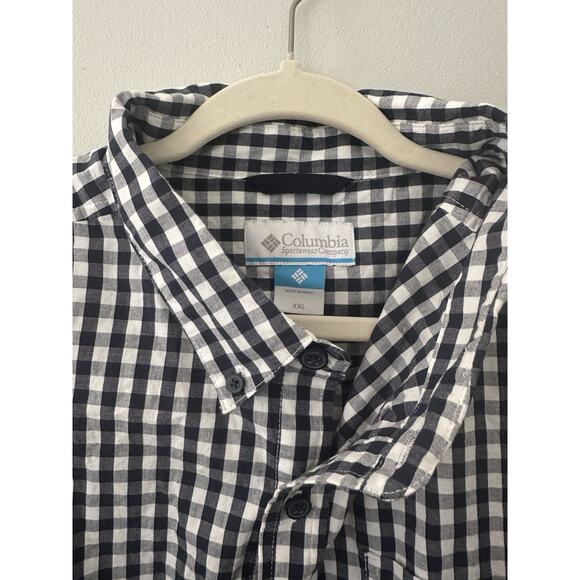 Columbia Shirt Mens XXL Plaid button Up Long Sleeve Pocket Blue - Picture 2 of 5